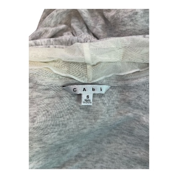 π EUC CABI Dream Waterfall Gray Oatmeal Cardigan w/ Chiffon Trim | Sz S - Picture 7 of 9